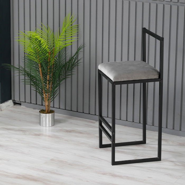 Hanah Home Taburete de Bar de Metal Gris